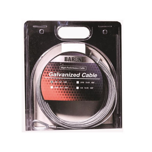 Baron - 96005 - Galvanized Galvanized Steel 1/8 in. D X 100 ft. L Aircraft Cable