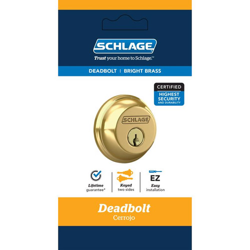 Schlage - B62 N G 505 605 - Bright Brass Zinc Double Cylinder Deadbolt