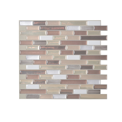 Smart Tiles - SM1053-4 - 9.1 in. W X 10.2 in. L Beige/White Mosaic Vinyl Adhesive Wall Tile 4 pc