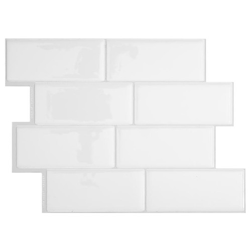 Smart Tiles - SM1100G-04-QG - 8.38 in. W X 11.56 in. L White Mosaic Vinyl Adhesive Wall Tile 4 pc
