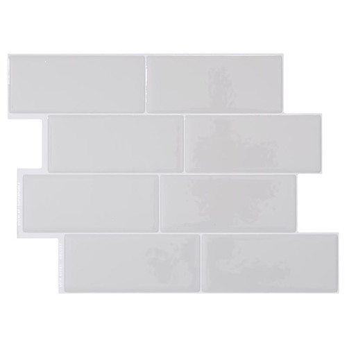 Smart Tiles - SM1128G-04-QG - 8.38 in. W X 11.56 in. L Gray Mosaic Vinyl Adhesive Wall Tile 4 pc
