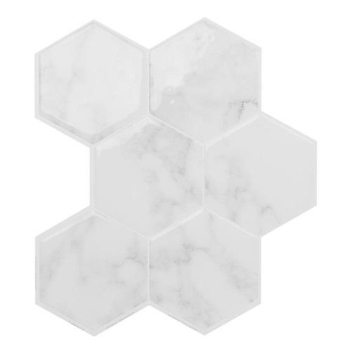 Smart Tiles - SM1190G-04-QG - 9.56 in. W X 10.61 in. L White Glazed Vinyl Adhesive Wall Tile 4 pc