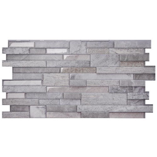 Smart Tiles - SM1220D-02-QG - 11.4 in. W X 22.5 in. L Gray Multiple Finish (Mosaic) Vinyl Adhesive Wall Tile 2 pc
