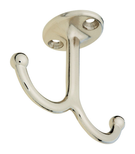 National Hardware - N245-837 - Nickel Silver Zinc Die-Cast Undershelf Coat Hook 35 lb. cap. 1 pk