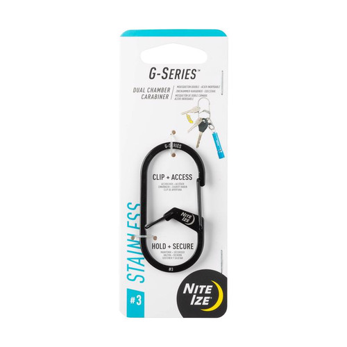 Nite Ize - GS3-01-R6 - G-Series Stainless Steel Black Dual Chamber Carabiner