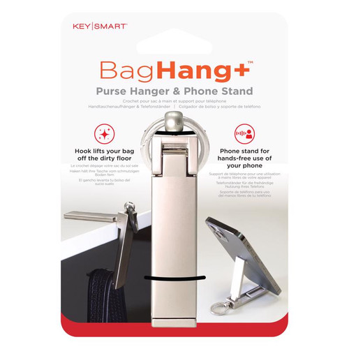 KeySmart - KS822-SS - BagHang Plus Silver Phone Stand For All Smartphones