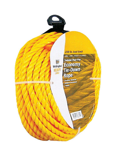 Wellington - P9024F0050Y01 - 3/8 in. D X 50 ft. L Yellow Twisted Polypropylene Tie-Down Rope