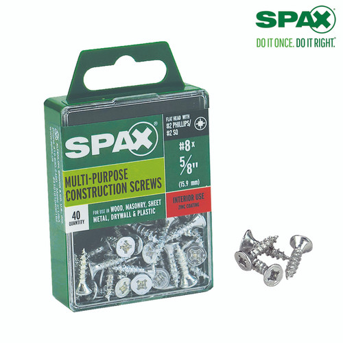 Spax - 4101010400162 - No. 8 Label X 5/8 in. L Phillips/Square Flat Head Multi-Purpose Screws 40 pk