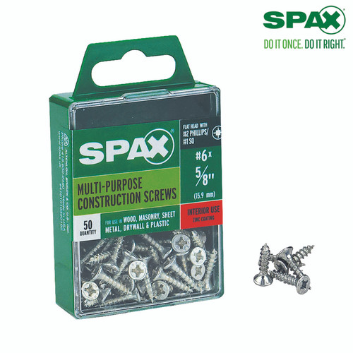 Spax - 4101010350162 - No. 6 Label X 5/8 in. L Phillips/Square Flat Head Multi-Purpose Screws 50 pk