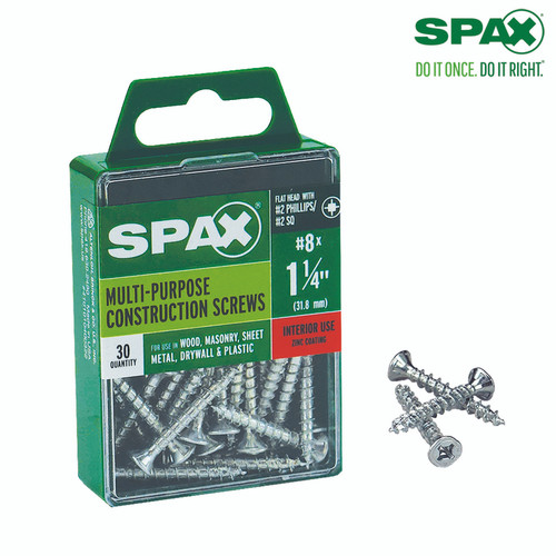 Spax - 4101010400322 - No. 8 Label X 1-1/4 in. L Phillips/Square Flat Head Multi-Purpose Screws 30 pk