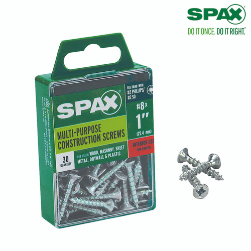 Spax - 4101010400252 - No. 8 Label X 1 in. L Phillips/Square Flat Head Multi-Purpose Screws 30 pk