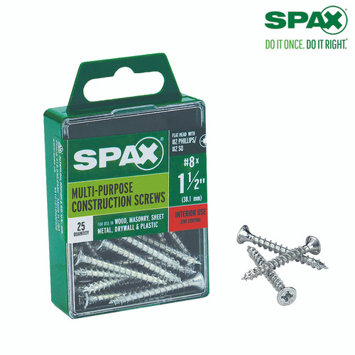 Spax - 4101010400402 - No. 8 Label X 1-1/2 in. L Phillips/Square Flat Head Multi-Purpose Screws 25 pk