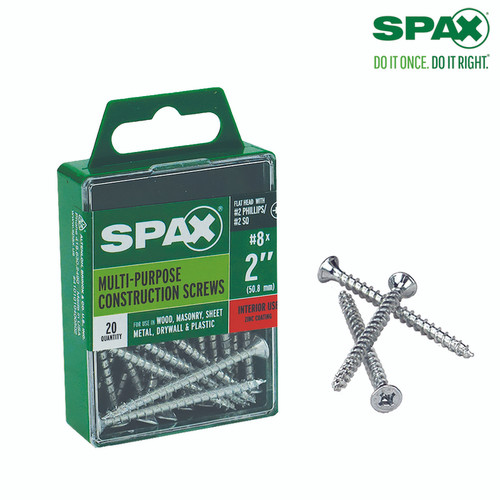 Spax - 4101010400502 - No. 8 Label X 2 in. L Phillips/Square Flat Head Multi-Purpose Screws 20 pk