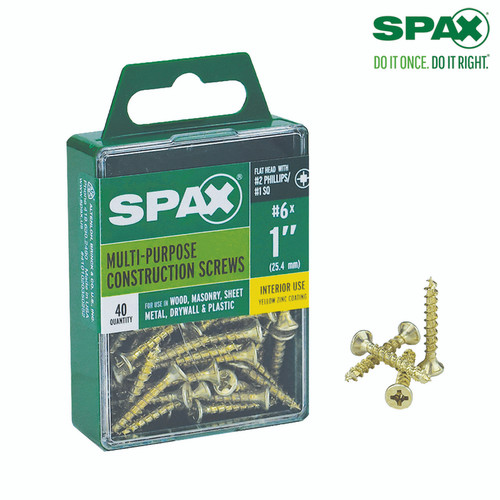 Spax - 4101020350252 - No. 6 Label X 1 in. L Phillips/Square Flat Head Multi-Purpose Screws 40 pk
