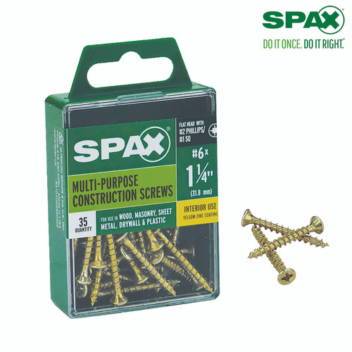Spax - 4101020350322 - No. 6 Label X 1-1/4 in. L Phillips/Square Flat Head Multi-Purpose Screws 35 pk