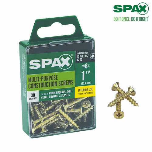 Spax - 4101020400252 - No. 8 Label X 1 in. L Phillips/Square Flat Head Multi-Purpose Screws 30 pk