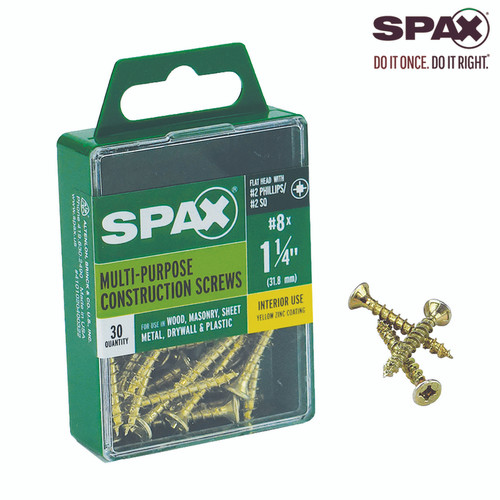 Spax - 4101020400322 - No. 8l Label X 1-1/4 in. L Phillips/Square Flat Head Multi-Purpose Screws 30 pk