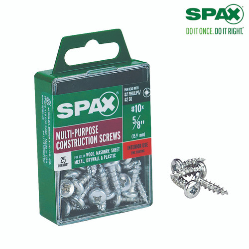 Spax - 4111010500162 - No. 10 X 5/8 in. L Phillips/Square Zinc-Plated Multi-Purpose Screws 25 pk