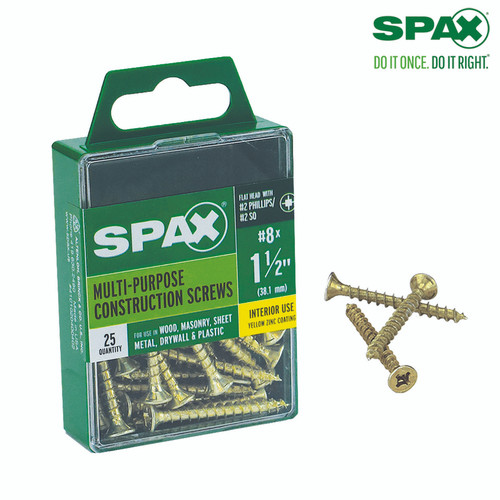 Spax - 4101020400402 - No. 8 Label X 1-1/2 in. L Phillips/Square Flat Head Multi-Purpose Screws 25 pk