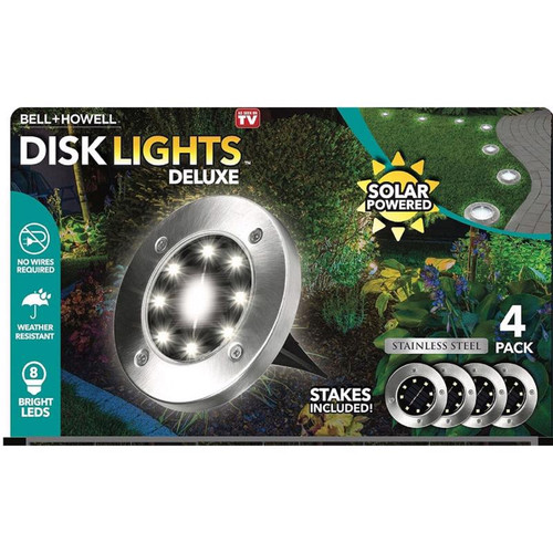 Bell + Howell - 2016 - Disk Lights Deluxe Solar Powered 3.75 W LED Garden Light 4 pk