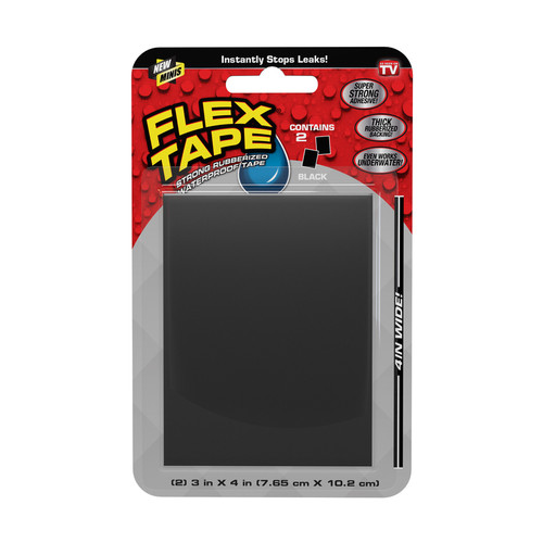 Flex Seal - TFSBLKMINI-8 - FLEX TAPE MINI 3 in. W X 4 in. L Black Waterproof Repair Tape