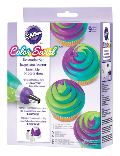 Wilton - 191001945 - Color Swirl Purple/White Plastic Decorating Set