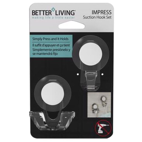 Better Living - 13873 - Impress 3 in. H X 1.75 in. W X 2.25 in. L Matte Clear Bath Hook