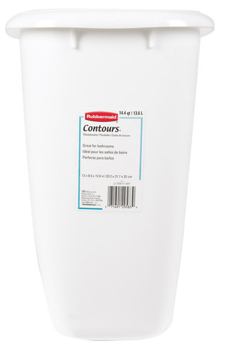 Rubbermaid - 2958-00-WHT - Contours 3.5 gal White Plastic Vanity Wastebasket