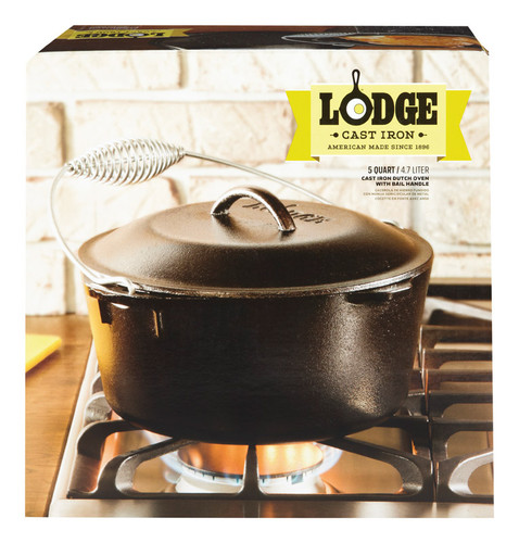 Lodge - L8D03 - Logic Cast Iron Dutch Oven 10.25 in. 5 Black