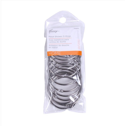 Kenney - KN96004 - Chrome Silver Steel Shower Curtain Rings 12 pk