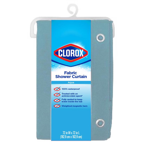 Clorox - MSI008339 - 72 in. H X 72 in. W Blue Shower Curtain Liner Fabric