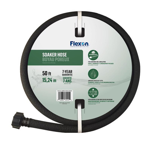 Flexon - WS50CN - 1/2 in. D X 50 ft. L Medium Duty Professional Grade Soaker Hose Black