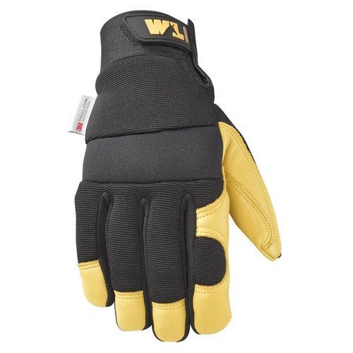 Wells Lamont - 3233L - Men's Saddletan Grain Winter Work Gloves Black/Yellow L 1 pair