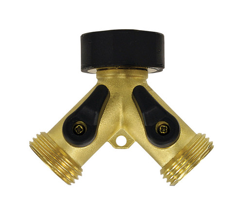 Gilmour - 813004-1001 - Brass Threaded Male Y-Hose Connector with Shut Offs