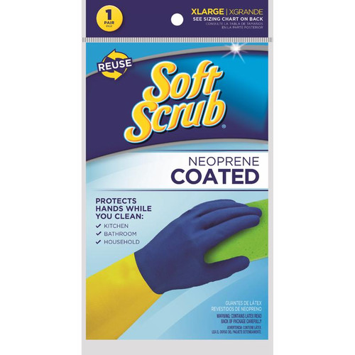 Soft Scrub - 12684-26 - Latex/Neoprene Cleaning Gloves XL Blue/Yellow 1 pk