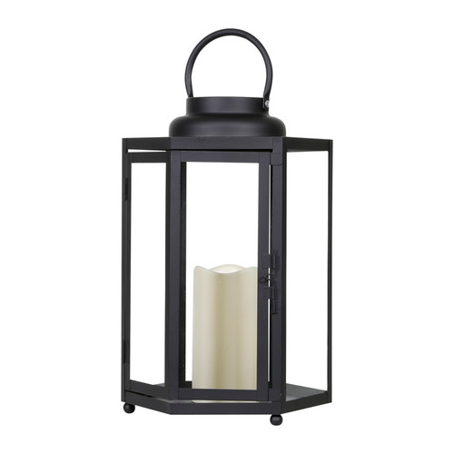 Alpine - IVY104HH-S - 14 in. Glass/Plastic Decorative Flameless Lantern Black