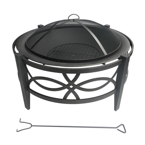 Living Accents - SRFP12004 - 35 in. W Steel Round Wood Fire Pit