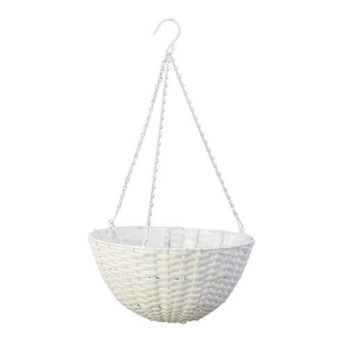 Panacea - 82304 - 9 in. H X 14 in. D Resin Wicker Hanging Basket White