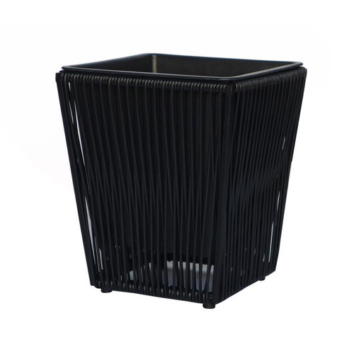 Infinity - 21587-S - 13.78 in. H X 11.81 in. W X 11.81 in. D Metal/Plastic Poly Rattan Planter Black