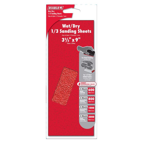 Diablo - DCS323ASTS10G - 9 in. L X 3-2/3 in. W Assorted Grit Aluminum Oxide Sanding Sheet 10 pk