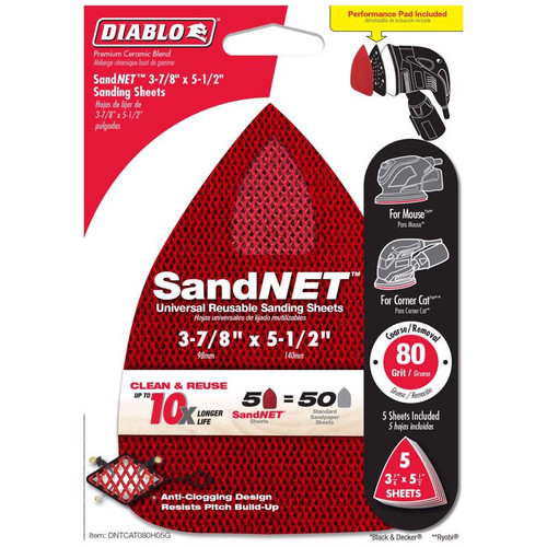 Diablo - DNTCAT080H05G - SandNet 5-1/2 in. L X 3-7/8 in. W Ceramic Blend 80 Grit Coarse Sanding Pad