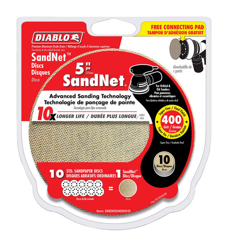 Diablo - DND050400H10I - SandNet 5 in. Aluminum Oxide Hook and Lock Sanding Disc 400 Grit Super Fine 10 pk