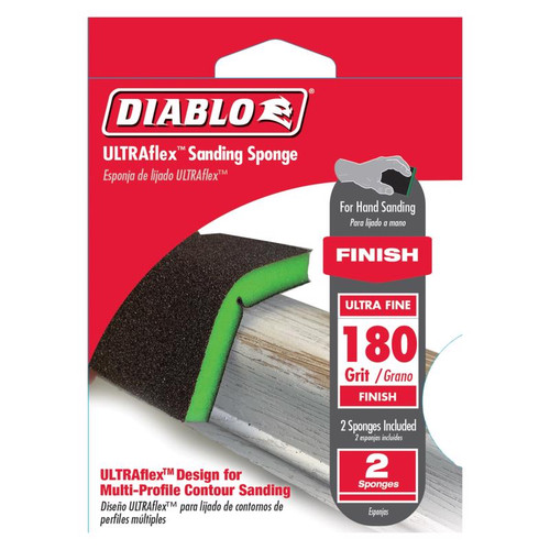Diablo - DFPFLEXUFN02G - Ultraflex 7 in. L X 4-4/5 in. W 180 Grit Ultra Fine Block Sanding Sponge