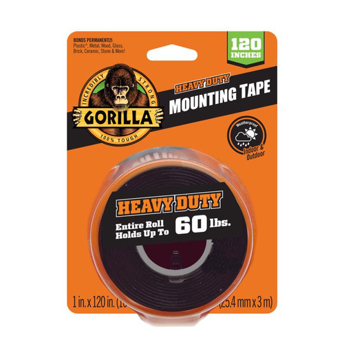 Gorilla Double Sided 1 in. W X 120 in. L Mounting Tape Black - 102441 -