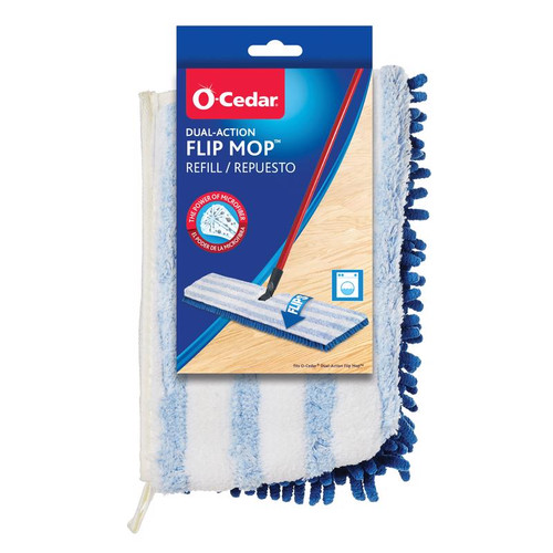 O-Cedar - 170385 - Flip 58.41 in. Flat Microfiber/Chenille Mop Refill 1 pk