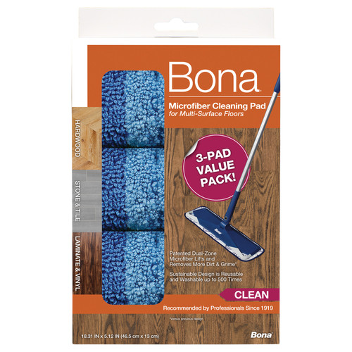 Bona - AX0003608 - 18.31 in. Cleaning Microfiber Mop Pad 3 pk