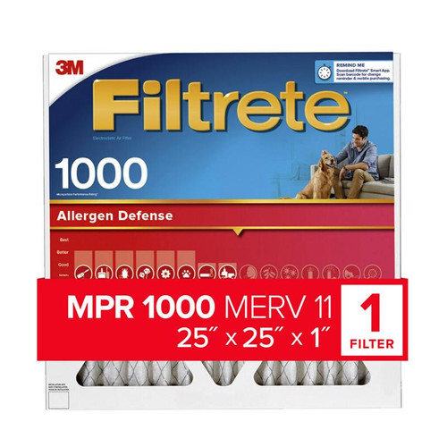 3M - AL15-4 - Filtrete 25 in. W X 25 in. H X 1 in. D 11 MERV Pleated Allergen Air Filter 1 pk