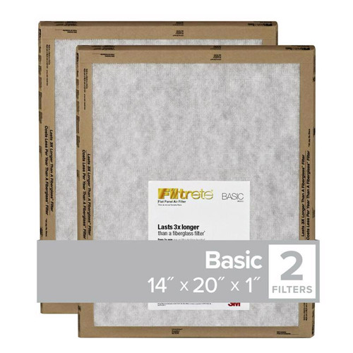 3M - FPL05-2PK-24 - Filtrete 14 in. W X 20 in. H X 1 in. D Synthetic 1 MERV Flat Panel Filter 2 pk