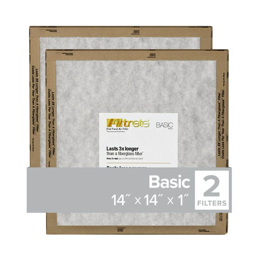 3M - FPL11-2PK-24 - Filtrete 14 in. W X 14 in. H X 1 in. D Synthetic 1 MERV Flat Panel Filter 2 pk