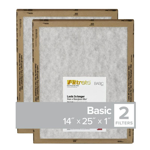 3M - FPL04-2PK-24 - Filtrete 14 in. W X 25 in. H X 1 in. D Synthetic 5 MERV Flat Panel Filter 2 pk